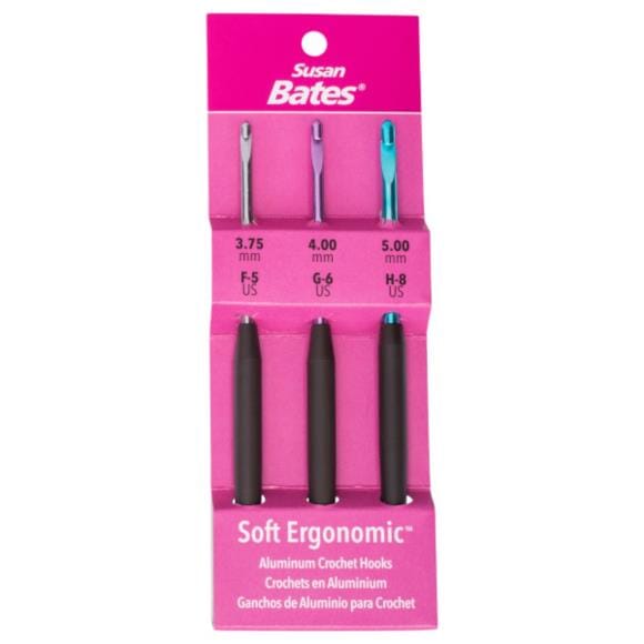 Susan Bates Silvalume Soft Ergonomic Grip Aluminium Crochet Hooks - Set of 3