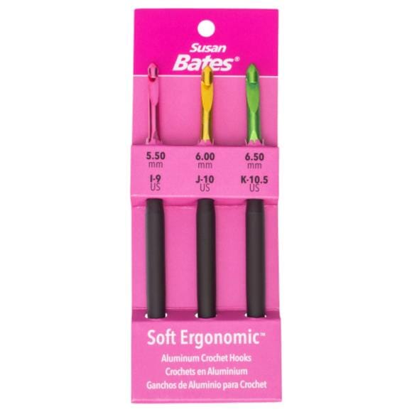 Susan Bates Silvalume Soft Ergonomic Grip Aluminium Crochet Hooks - Set of 3