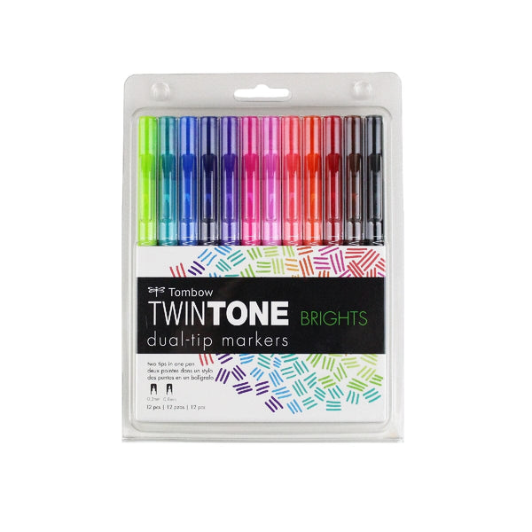 Tombow TwinTone Colouring Marker Pens - Set of 12 (Choose Your Pack)